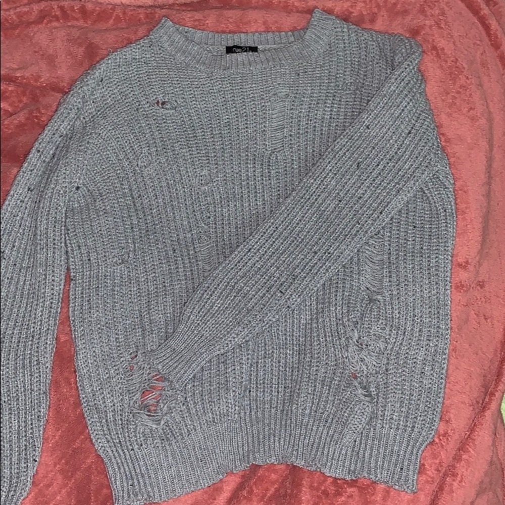Rue21 ripped gray sweater